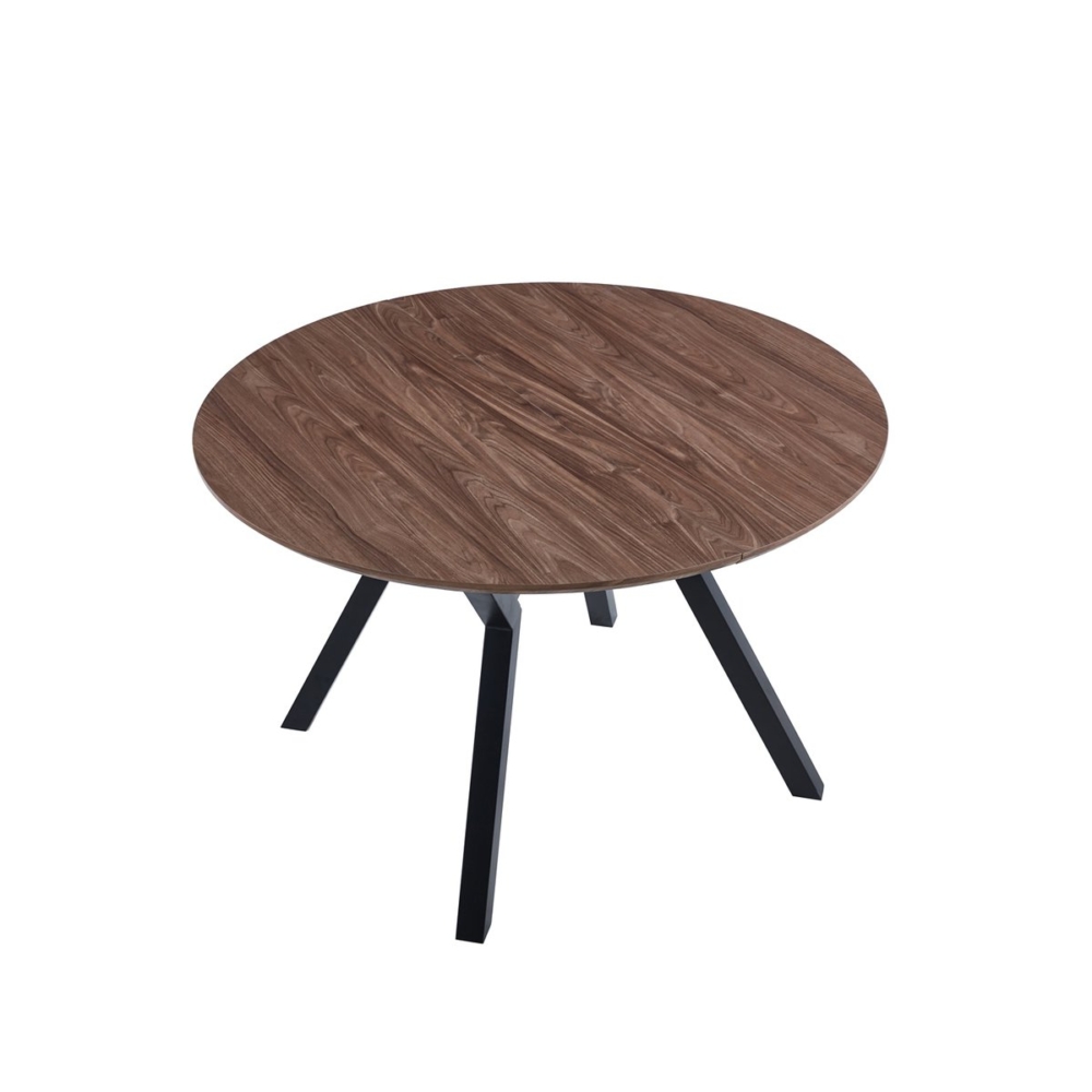 MESA COMEDOR REDONDA EXTENSIBLE DELTA 120 - 160 CM NOGAL / NEGRO. (copia) - Imagen 3