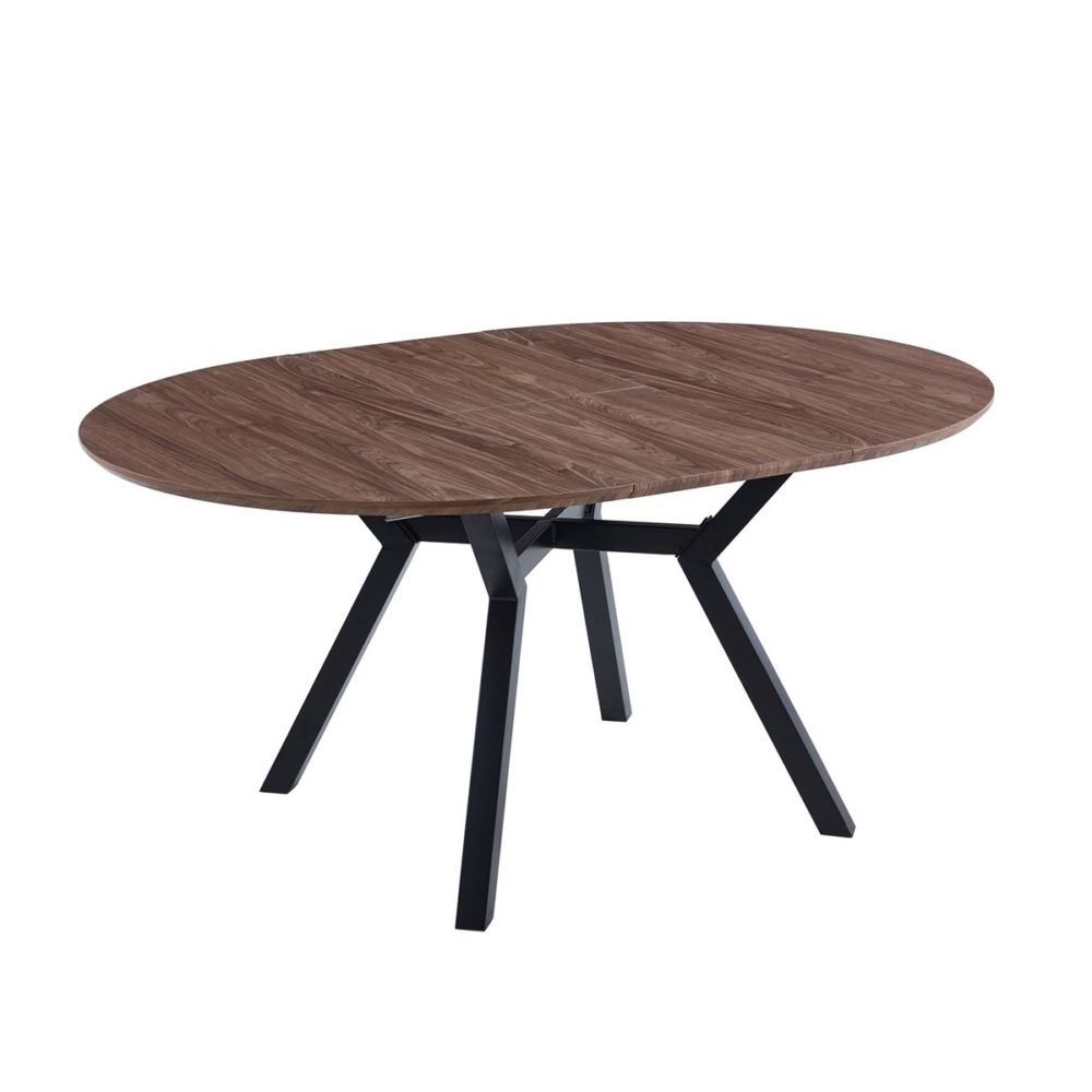 MESA COMEDOR REDONDA EXTENSIBLE DELTA 120 - 160 CM NOGAL / NEGRO. (copia) - Imagen 4