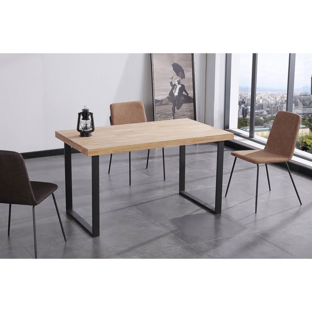 MESA COMEDOR FIJA NATURAL 140 x 80 CM  ROBLE NORDISH / NEGRO. - Imagen 1