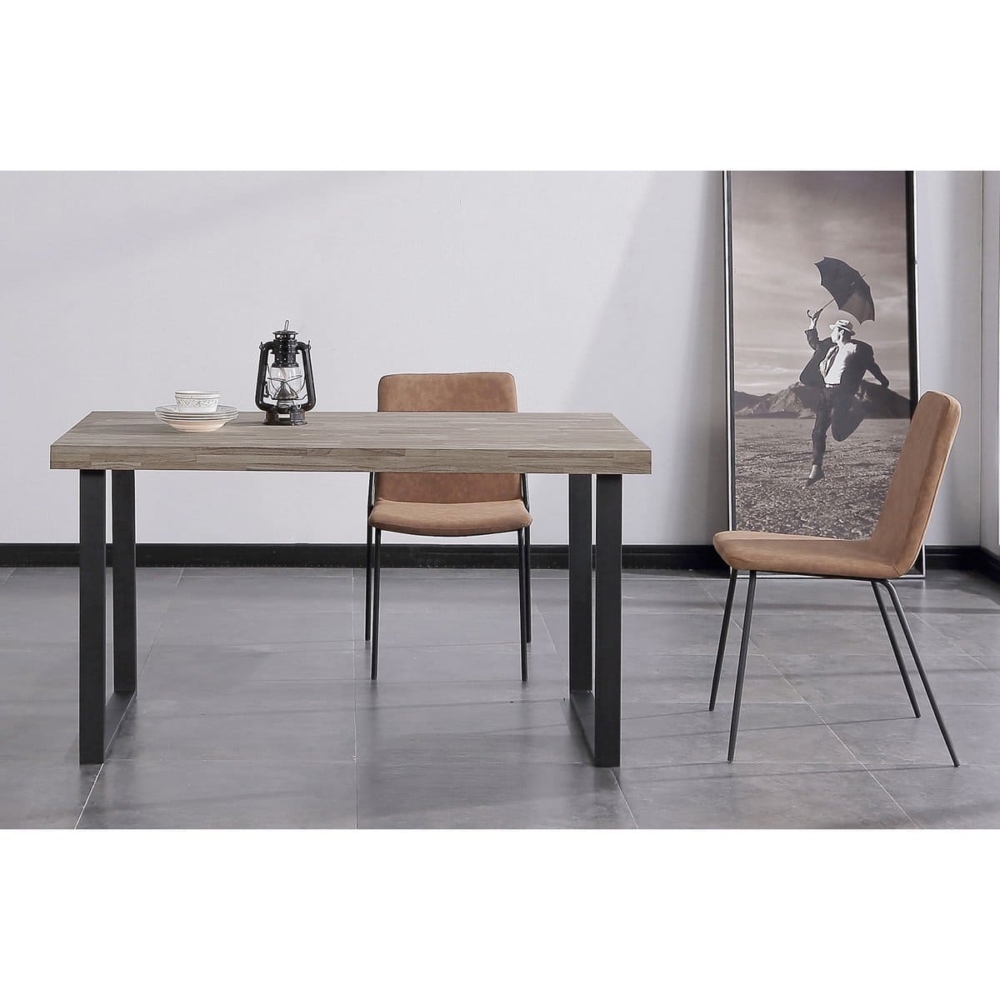 MESA COMEDOR FIJA NATURAL 140 x 80 CM  ROBLE AMERICAN / NEGRO. - Imagen 2