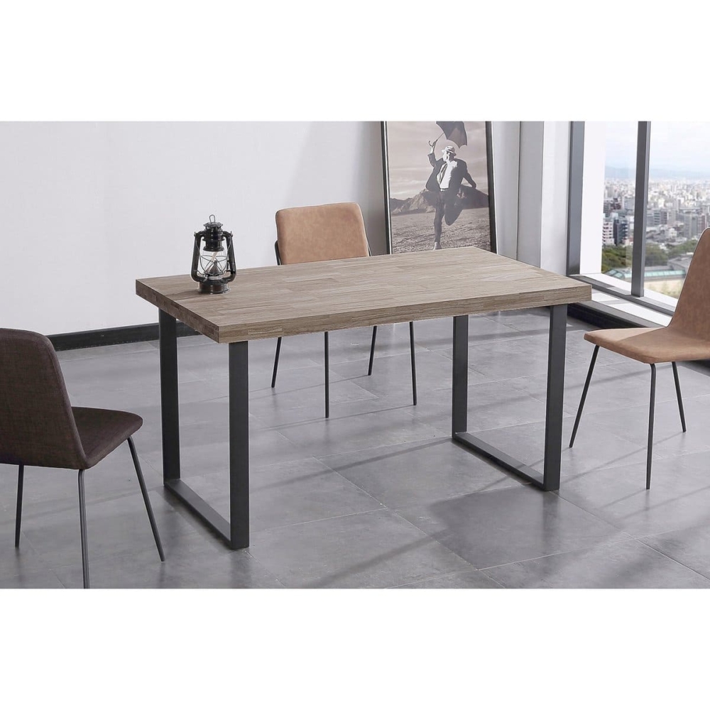 MESA COMEDOR FIJA NATURAL 140 x 80 CM  ROBLE AMERICAN / NEGRO. - Imagen 3