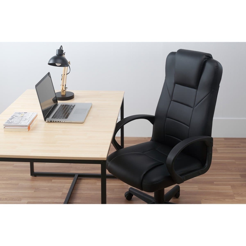 SILLA DE DESPACHO MODELO HENRY SÍMIL PIEL NEGRO. - Imagen 3