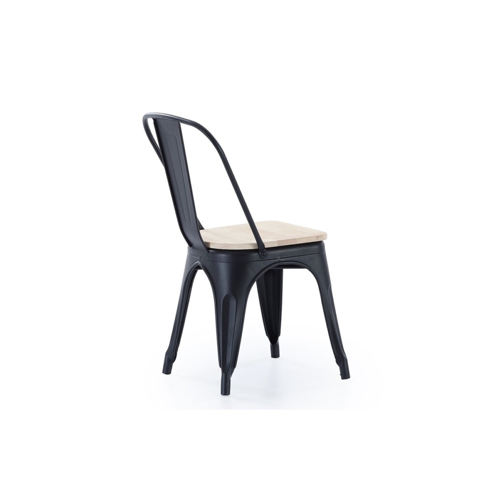 SILLA COMEDOR TOLIX NEGRO ASIENTO ROBLE NORDISH - Imagen 2