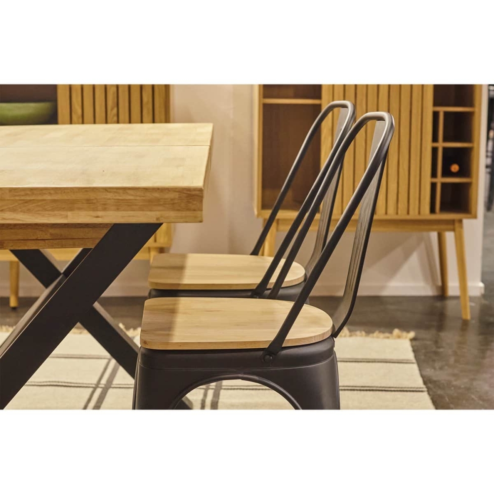 SILLA COMEDOR TOLIX NEGRO ASIENTO ROBLE NORDISH - Imagen 7