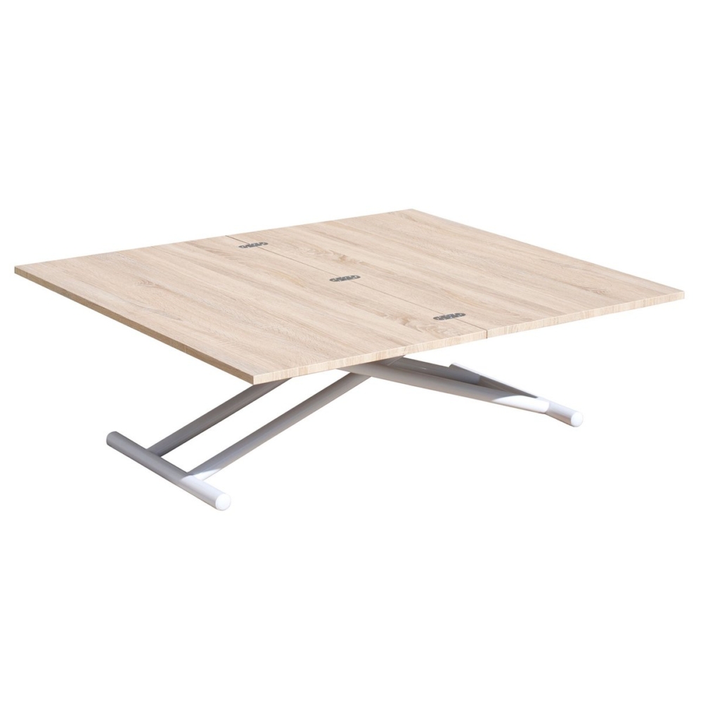 MESA CENTRO ELEVABLE Y EXTENSIBLE UP - DOWN BLANCO / ROBLE 100 x 50 CM - Imagen 4
