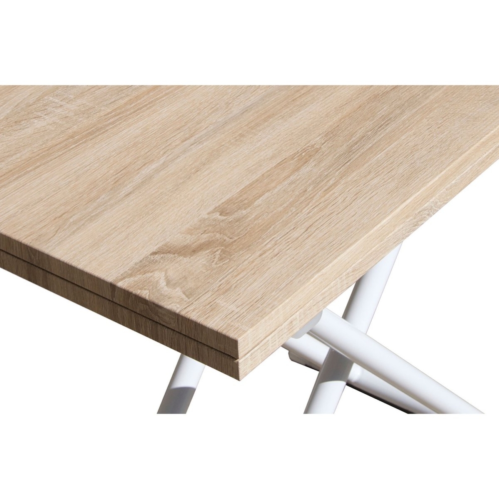 MESA CENTRO ELEVABLE Y EXTENSIBLE UP - DOWN BLANCO / ROBLE 100 x 50 CM - Imagen 5