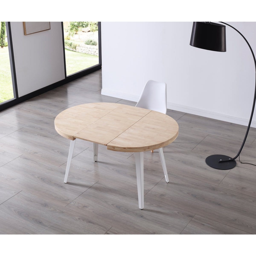 MESA COMEDOR EXTENSIBLE BERG 140 - 180 - 220 x 80 CM  ROBLE NORDISH / BLANCO. - Imagen 2