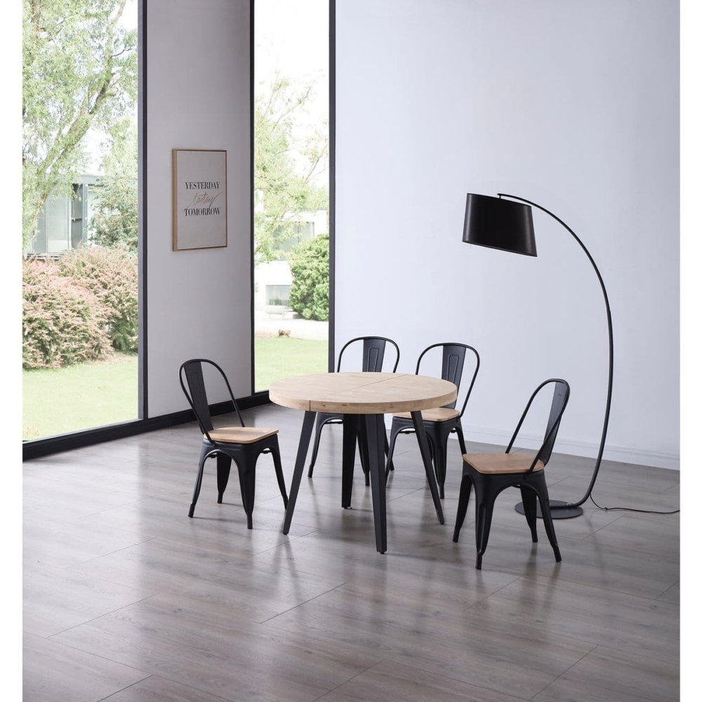 MESA COMEDOR EXTENSIBLE BERG 140 - 180 - 220 x 80 CM  ROBLE NORDISH / NEGRO. - Imagen 2