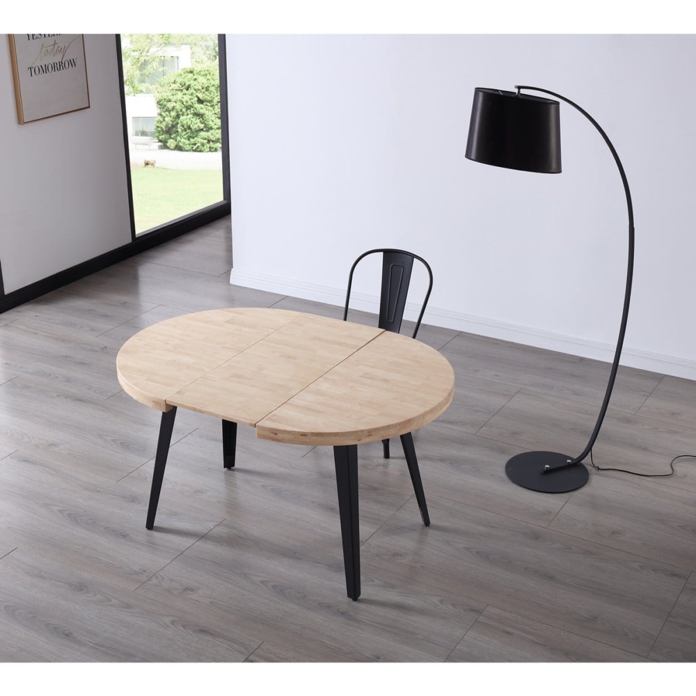 MESA COMEDOR EXTENSIBLE BERG 140 - 180 - 220 x 80 CM  ROBLE NORDISH / NEGRO. - Imagen 3