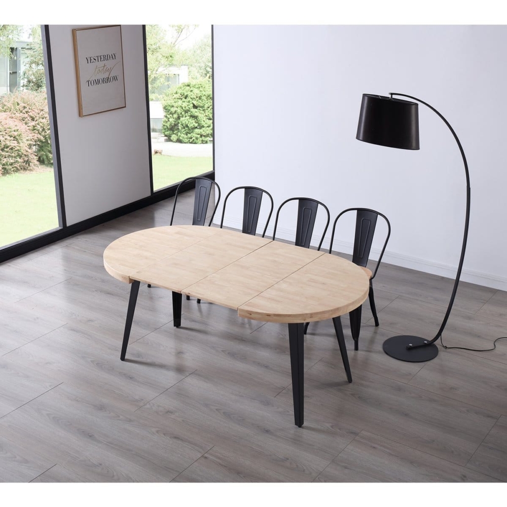 MESA COMEDOR EXTENSIBLE BERG 140 - 180 - 220 x 80 CM  ROBLE NORDISH / NEGRO. - Imagen 4