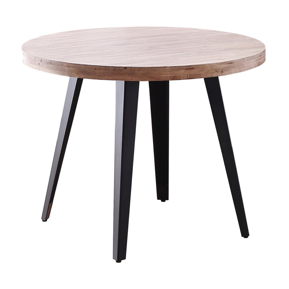 MESA COMEDOR REDONDA FIJA BERG 100 CM  ROBLE HONEY / NEGRO. - Imagen 1