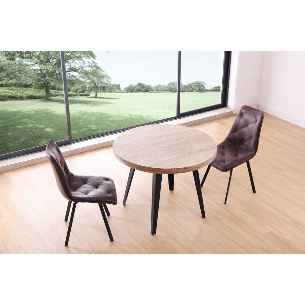 MESA COMEDOR REDONDA FIJA BERG 100 CM  ROBLE HONEY / NEGRO. - Imagen 2