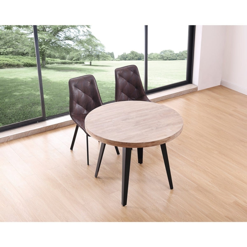MESA COMEDOR REDONDA FIJA BERG 100 CM  ROBLE HONEY / NEGRO. - Imagen 4
