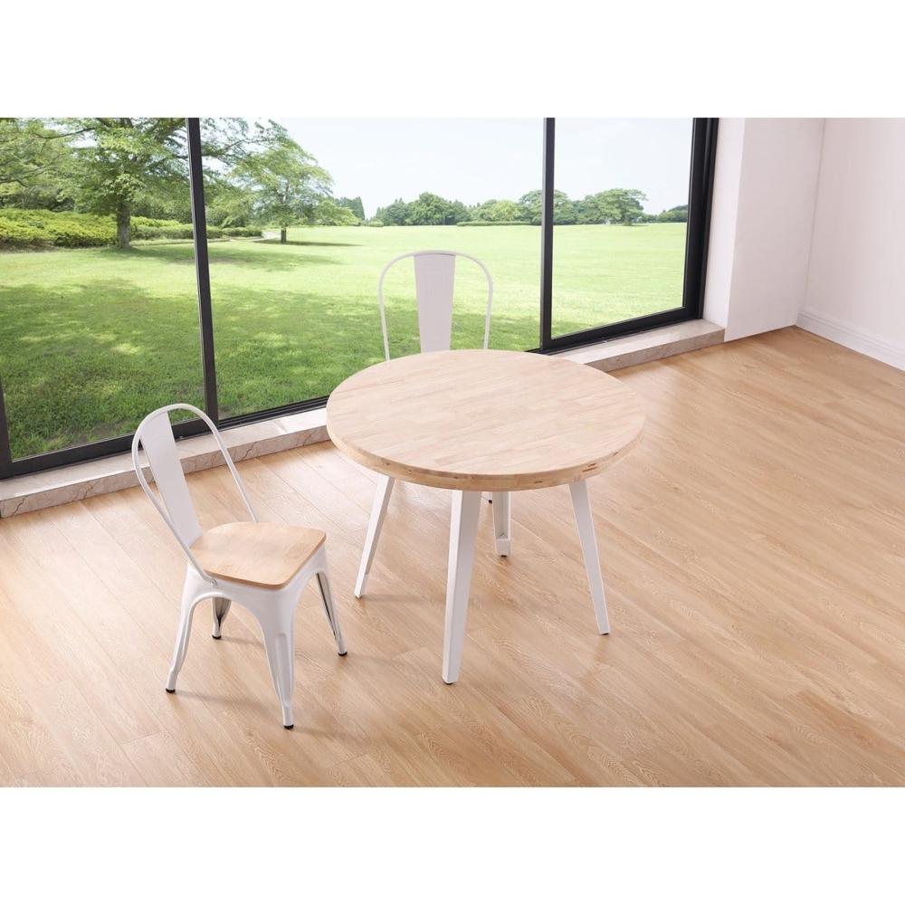 MESA COMEDOR REDONDA FIJA BERG 100 CM  ROBLE NORDISH / BLANCO. - Imagen 2