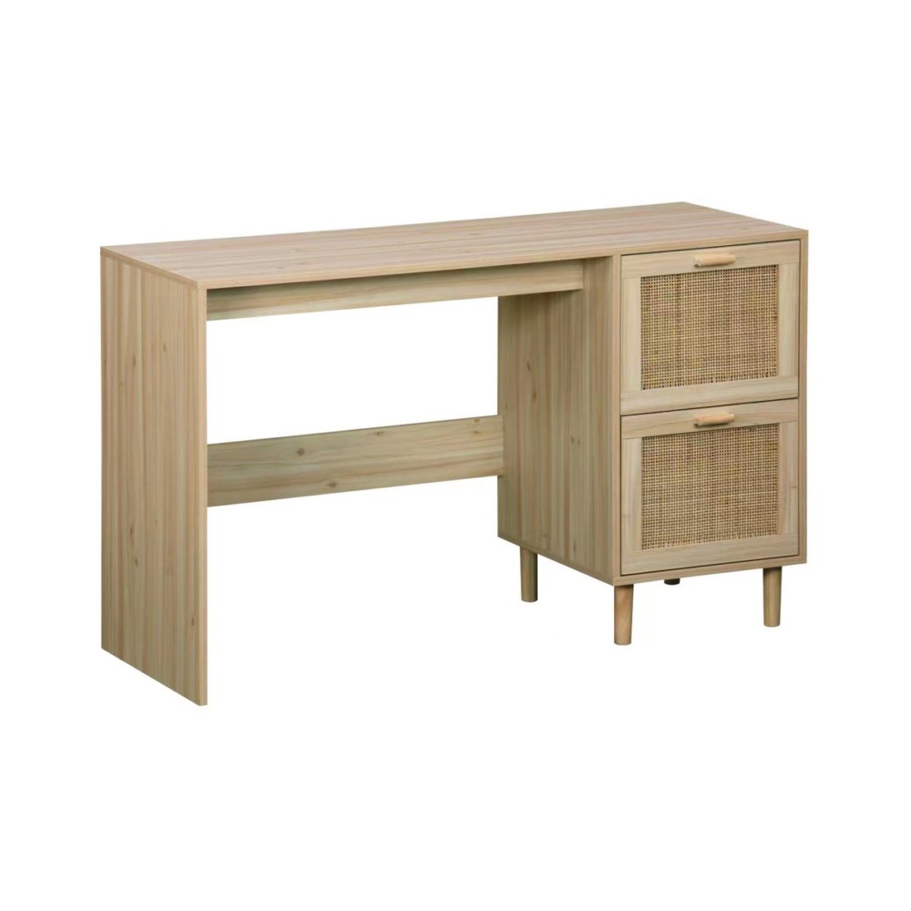 MESA ESTUDIO DÉCOR 120 x 48 CM PINO / RATTAN - Imagen 1