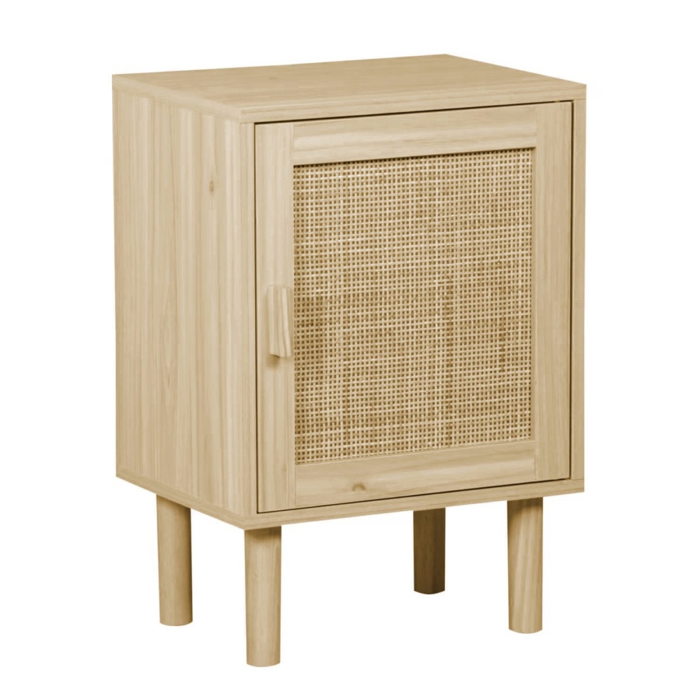 MESILLA DÉCOR 40 x 30 CM PINO / RATTAN. - Imagen 1