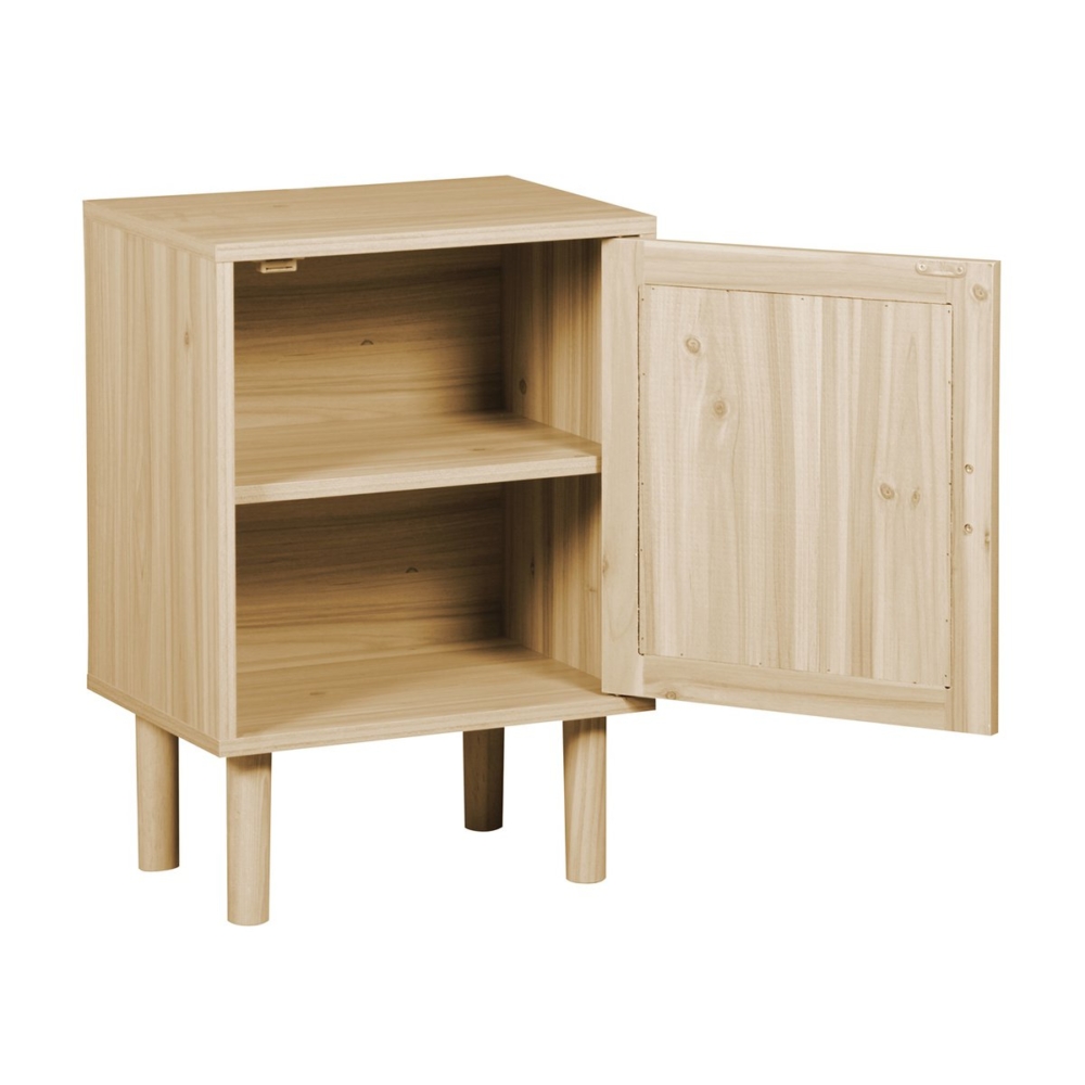 MESILLA DÉCOR 40 x 30 CM PINO / RATTAN. - Imagen 2