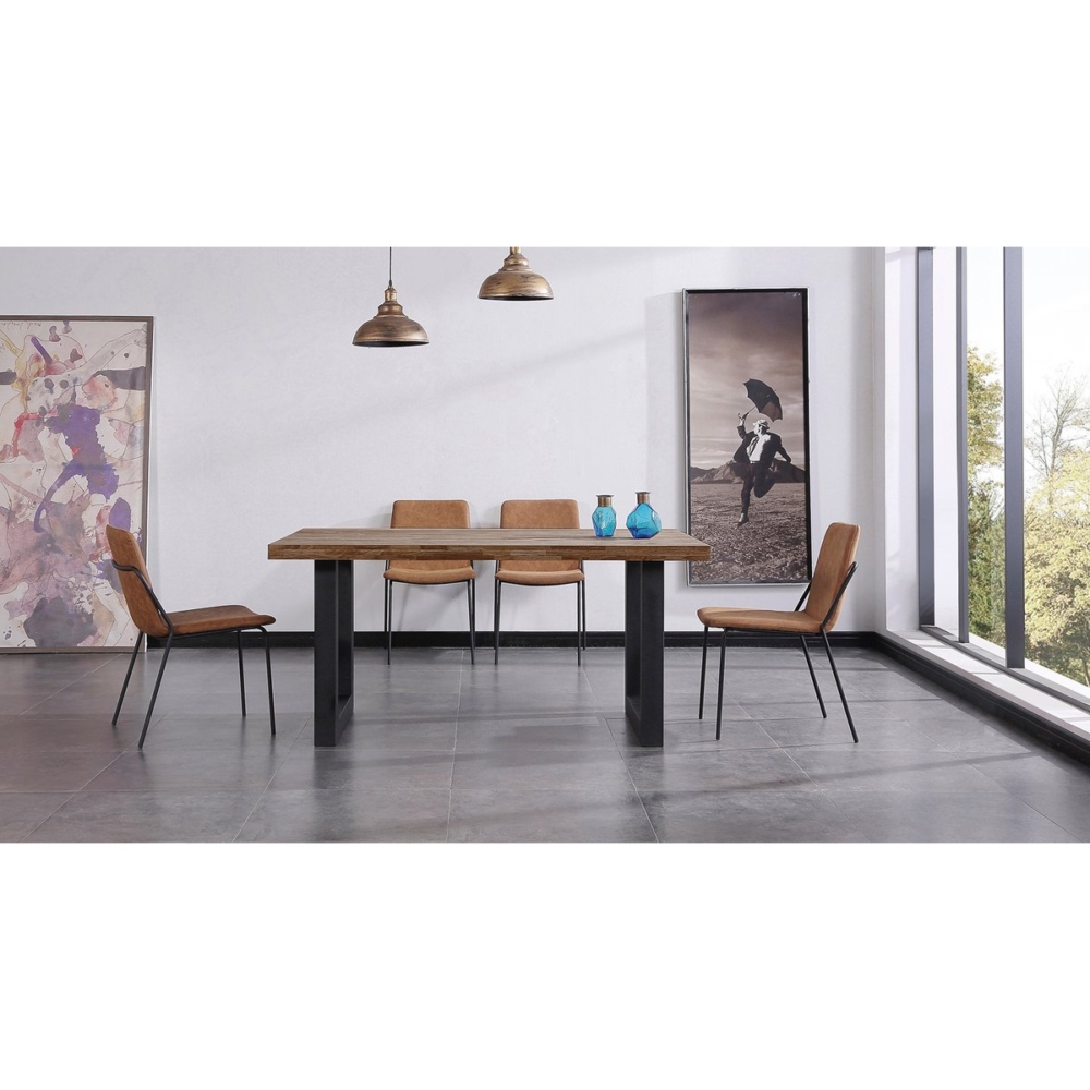 MESA COMEDOR FIJA LOFT 160 x 100 CM  ROBLE AMERICAN / NEGRO. - Imagen 3