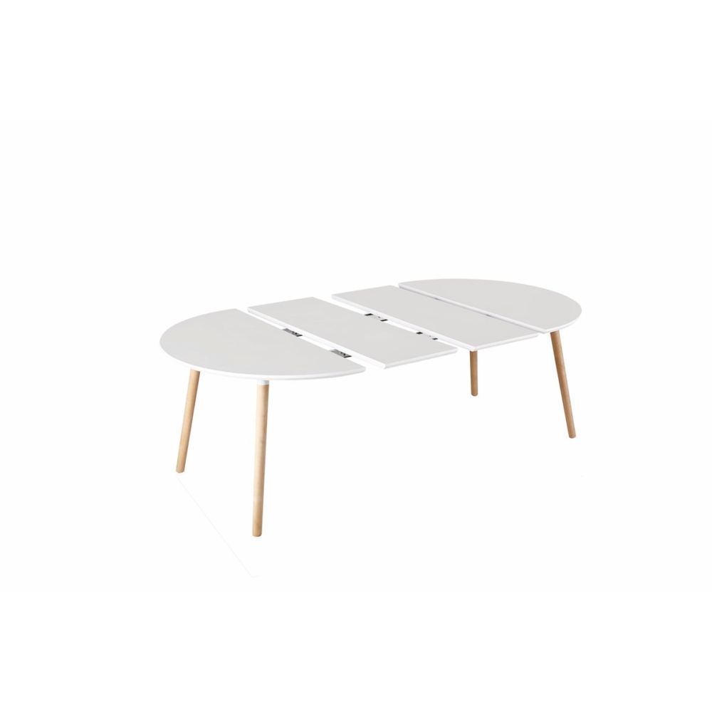 MESA COMEDOR EXTENSIBLE NORDIKA 100 - 140 - 180 CM BLANCO / HAYA. - Imagen 3
