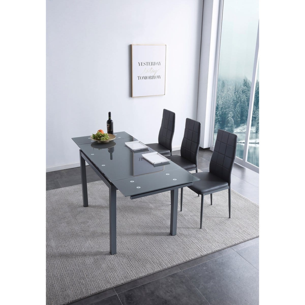 MESA COMEDOR EXTENSIBLE MILÁN 110 - 170 x 70 CM GRIS - Imagen 3