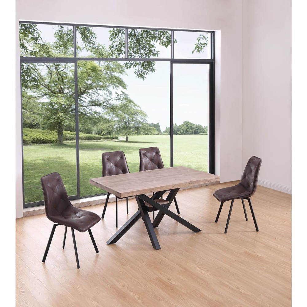 MESA COMEDOR EXTENSIBLE XENA 140 - 180 - 220 x 90 CM  ROBLE HONEY / NEGRO. - Imagen 2