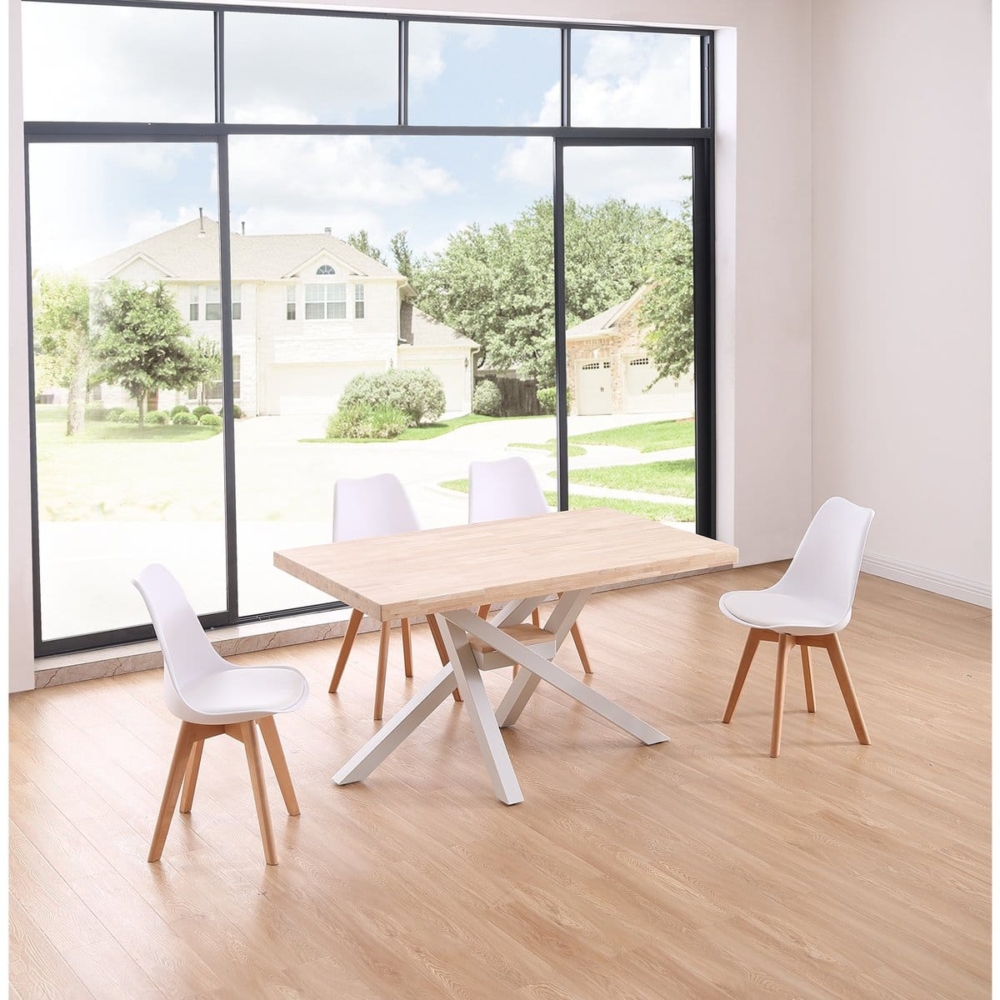 MESA COMEDOR EXTENSIBLE XENA 140 - 180 - 220 x 90 CM  ROBLE NORDISH / BLANCO. - Imagen 2