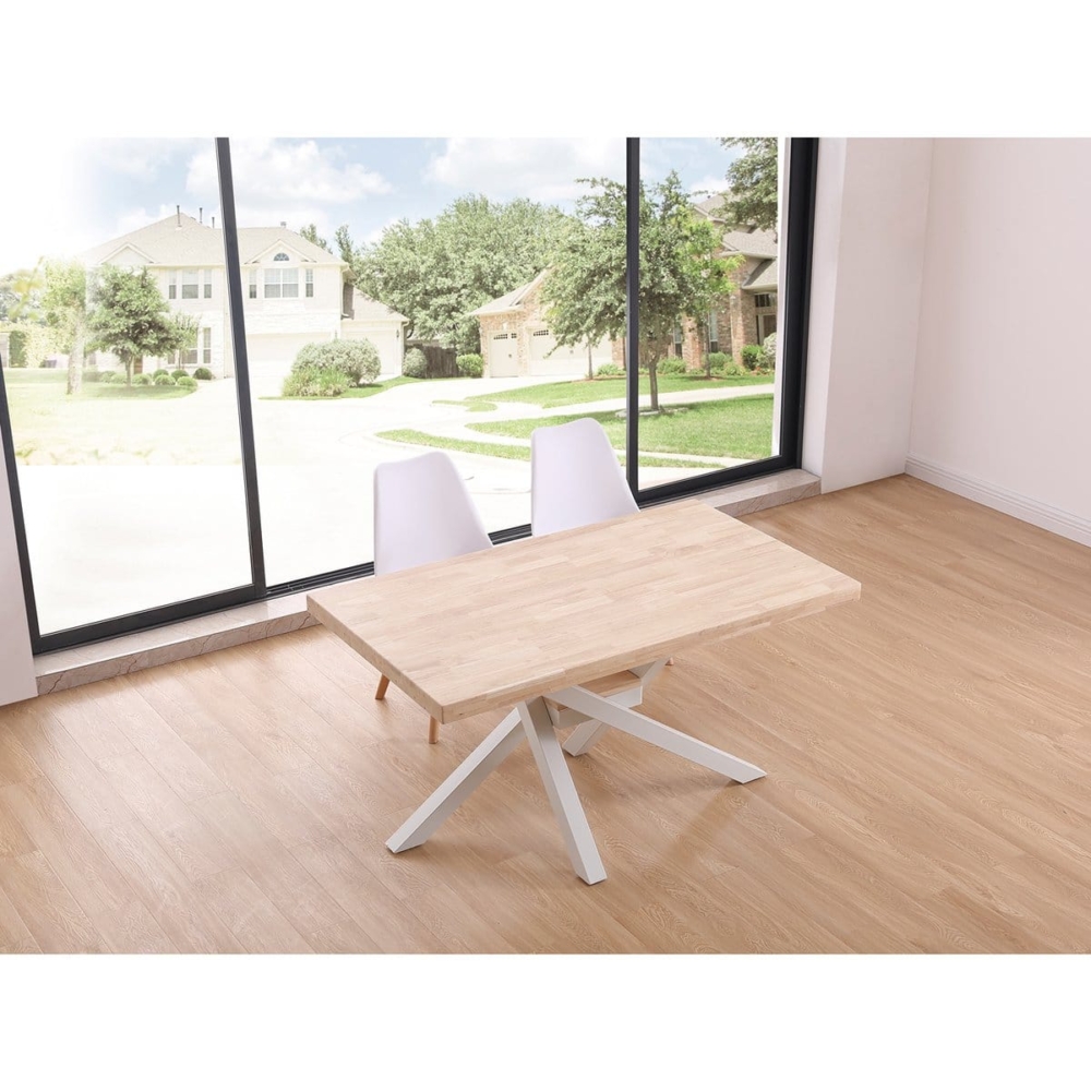 MESA COMEDOR EXTENSIBLE XENA 140 - 180 - 220 x 90 CM  ROBLE NORDISH / BLANCO. - Imagen 3