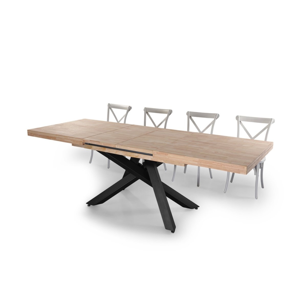MESA COMEDOR EXTENSIBLE XENA 160 - 200 - 240 x 90 CM  ROBLE NORDISH / NEGRO. - Imagen 5