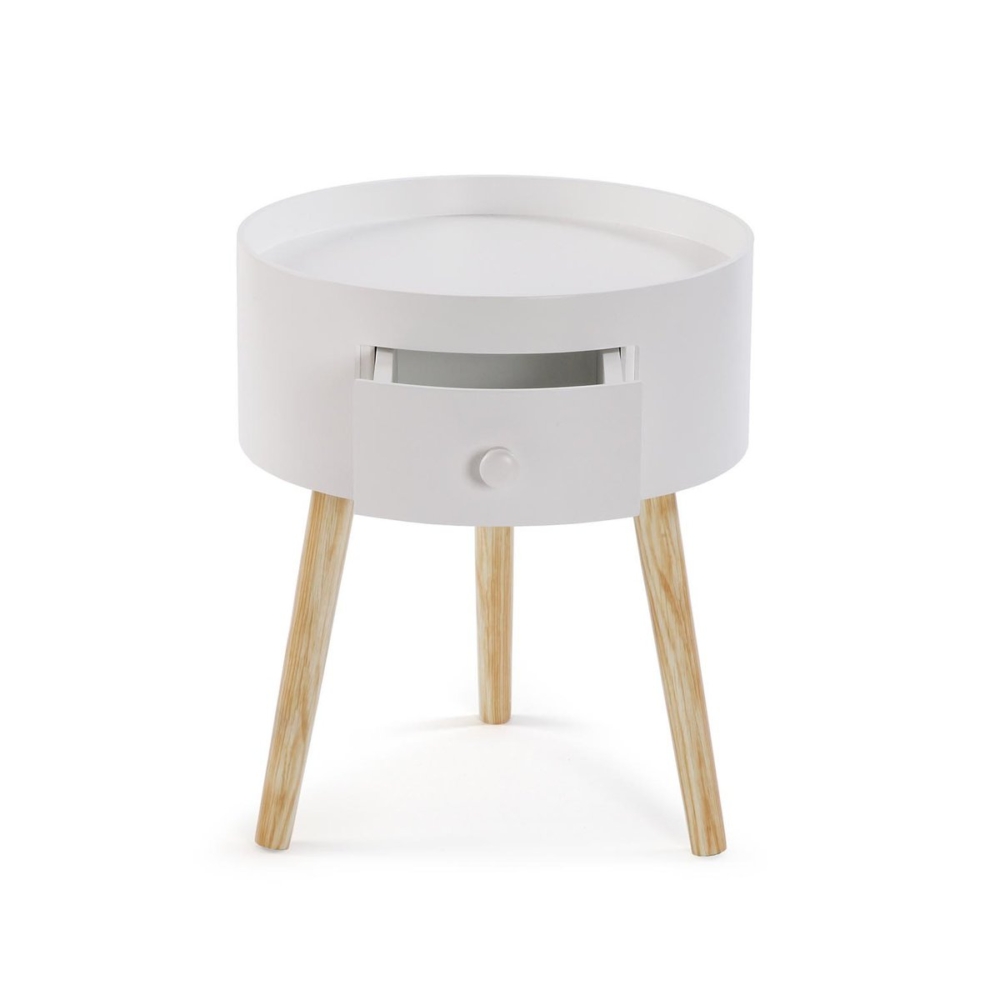 MESA AUXILIAR REDONDA BLANCA - Imagen 2