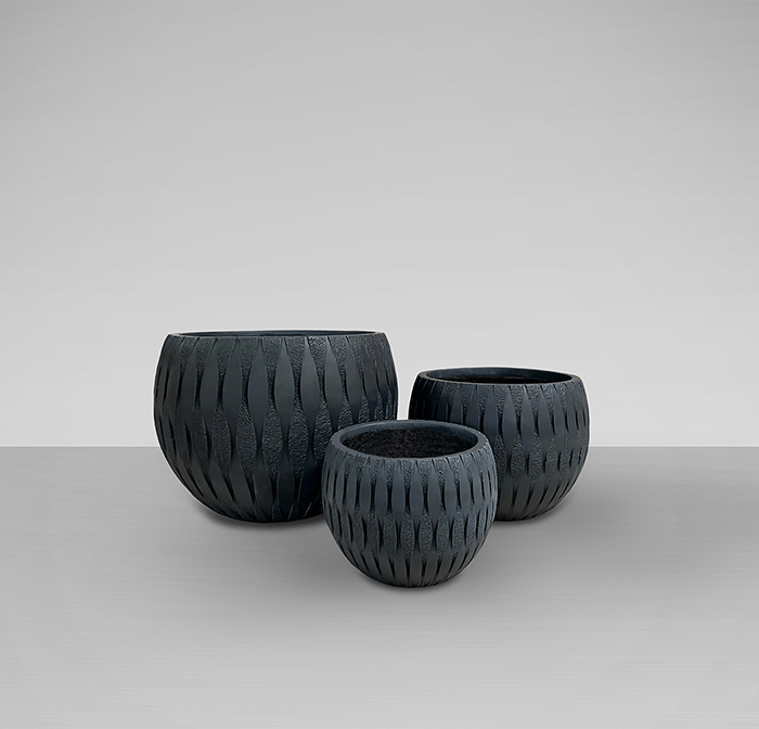 YUCA- SET 3 MACETEROS-NEGRO
