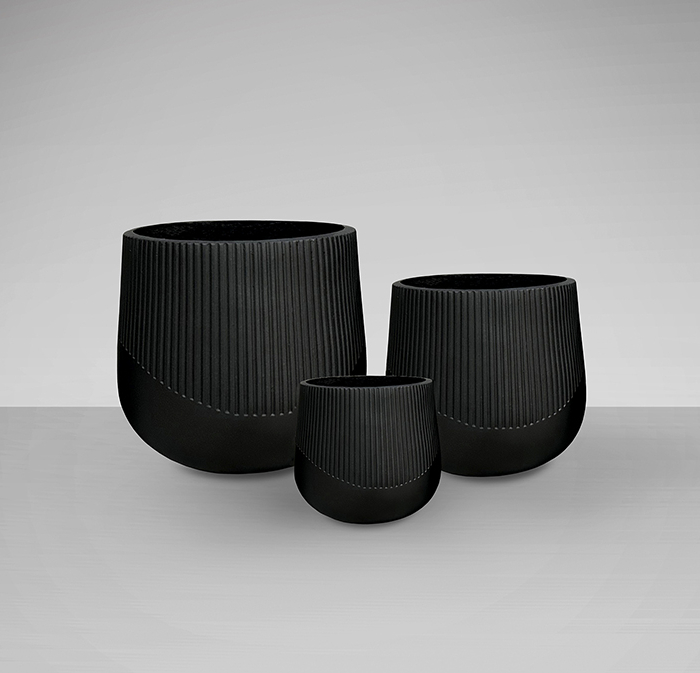 KIOTO- SET 3 MACETEROS- NEGRO