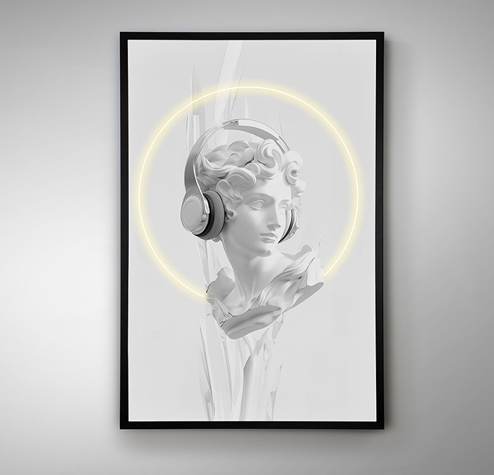 BUSTO BLANCO-CUADRO LUZ LED
