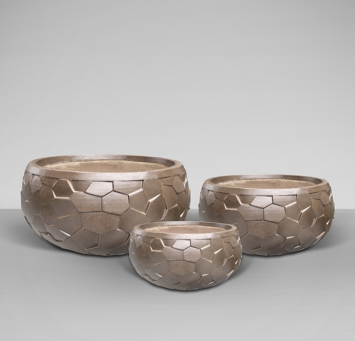 CANELA- SET 3 MACETEROS- BRONCE
