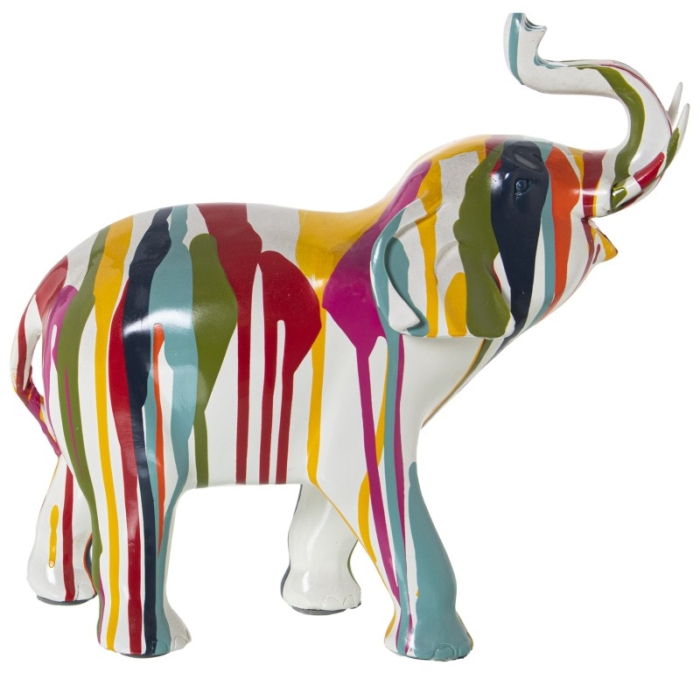 Figura Elefante Resina Grafiti Multicolor