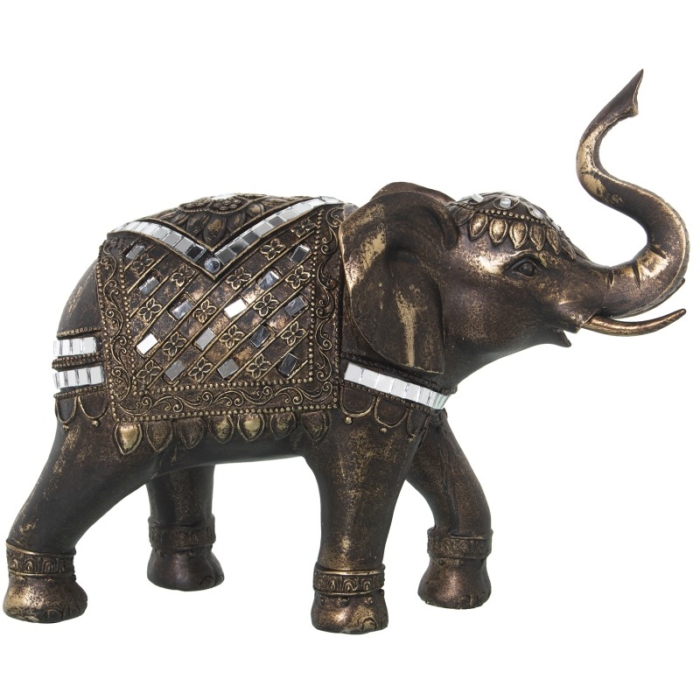 Figura Resina Elefante Dorado