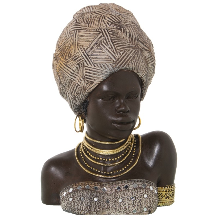 Figura Resina Busto Africana