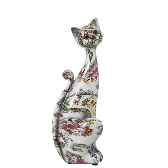 Figura Resina Gato Decorado Casino