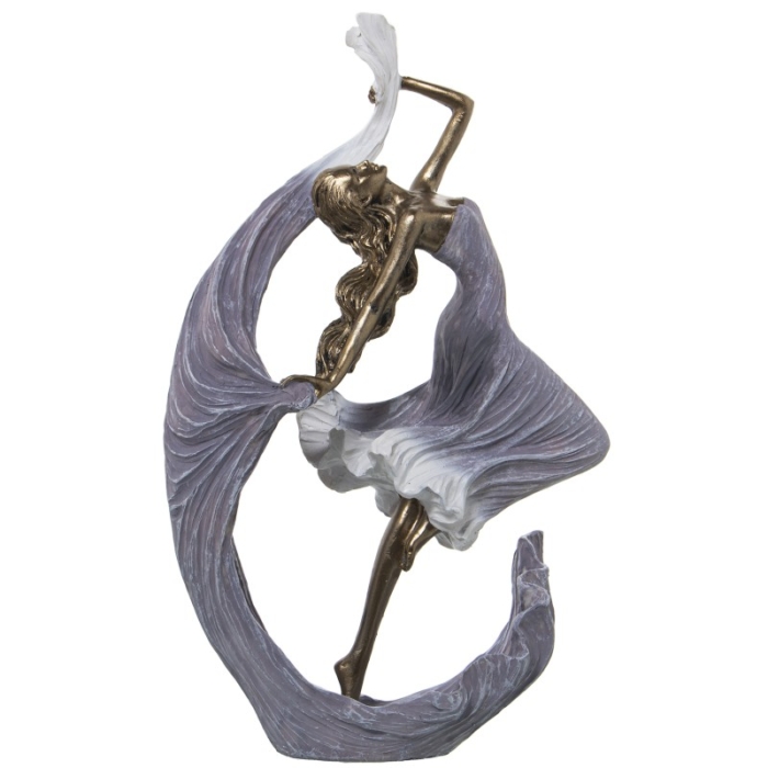 Figura Resina Dama Dorada y Blanca