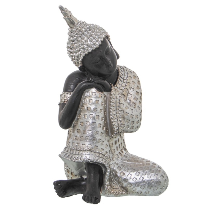 Figura Resina Buda Plateado y Marron