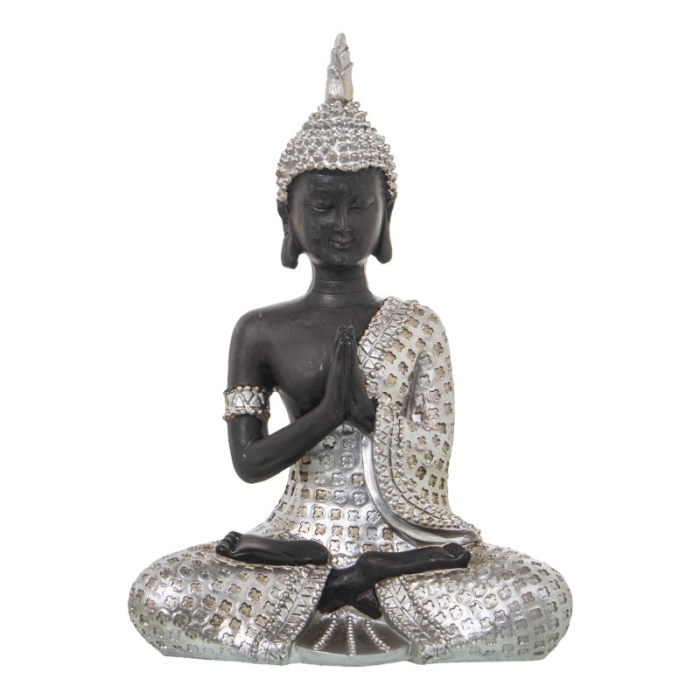 Figura Resina Buda Plateado y Marron
