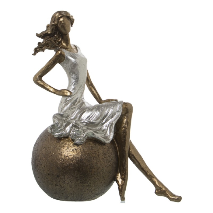 Figura Resina Muchacha Sentada en Bola