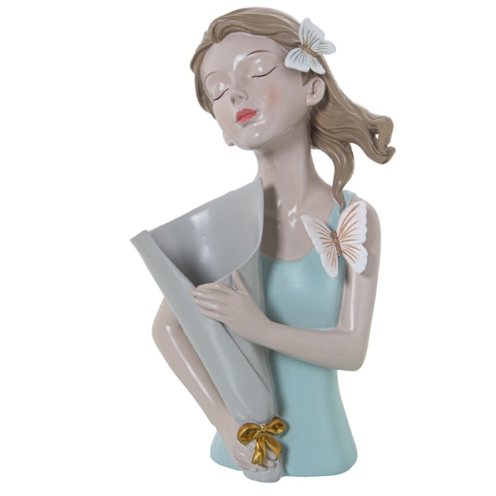Figura Resina Torso Chica C y Jarrón y Camiseta Verde
