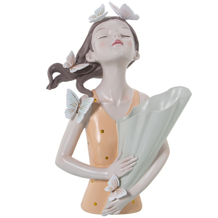 Figura Resina Torso Chica C y Jarrón y Camiseta Naranja