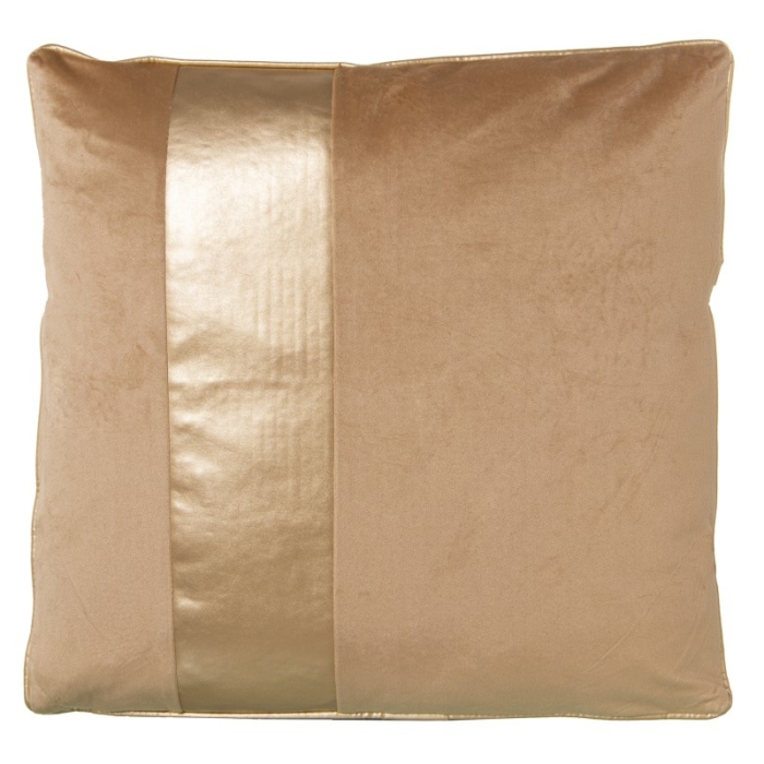 Cojin Terciopelo Beige Franja Dorada C y Cremallera