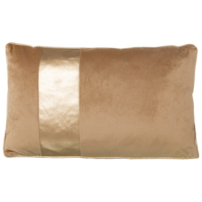 Cojin Terciopelo Beige Franja Dorada C y Cremallera