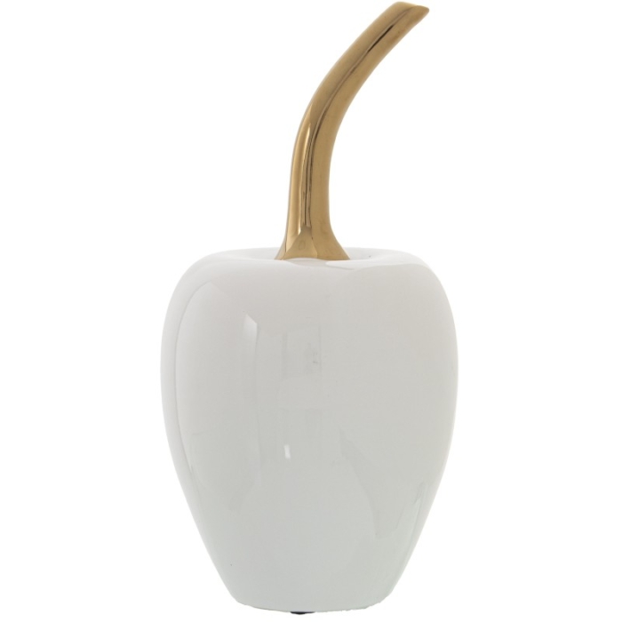 Figura Cerámica Blanca Cereza C y Rabo Dorado