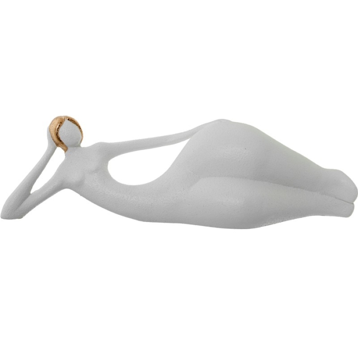 Figura Cerámica Blanca Mujer Tumbada