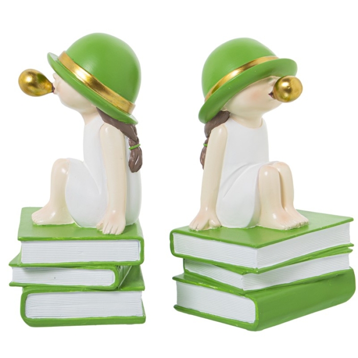 Set 2 Sujetalibros Resina Chica C y Chicle Blanco y Verde