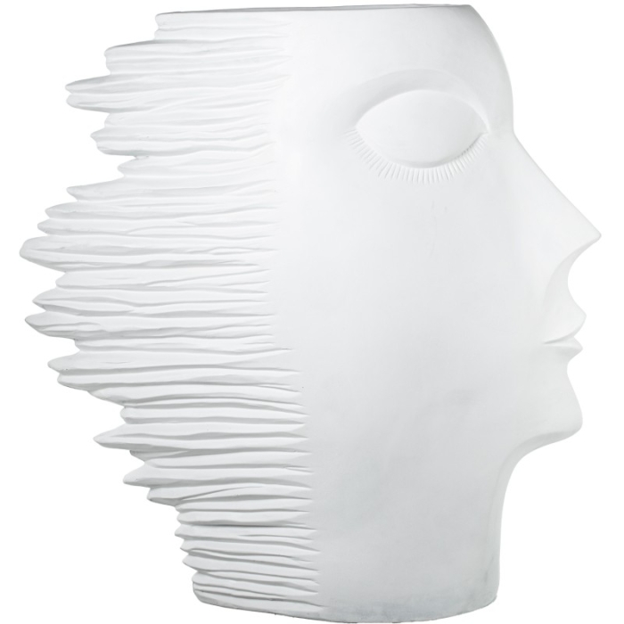 Figura y Macetero Resina Rostro Perfil Blanco Hueco Macet:20Cm