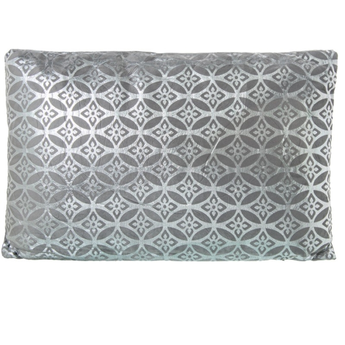 Cojín 21117 Rectangular Plata Cenefa Flor C y Cremallera y Poliéster